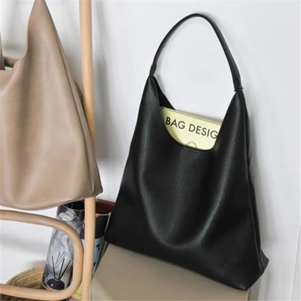 Large Vegan Leather Slouchy Hobo Tote Soft Shoulder Work Travel Everyday Bag